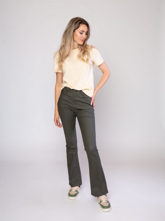 Sylvie Flare Green Coated